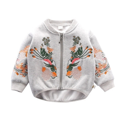 

Baby coat Newborn Baby Coat girls Baby Autumn Coat With Thick Fleece Cardigan 2018 Embroidered Flower Jackets For Girls