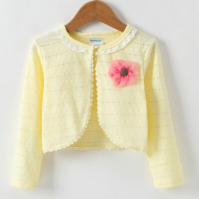 

Children Girl Solid Color All-macth Casual Concise Sweet Cute Flower Decor Jackets