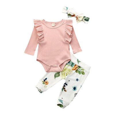 

Winter Baby Girl Knitted Long Sleeve TopsFlower Leggings Pants Clothes Set
