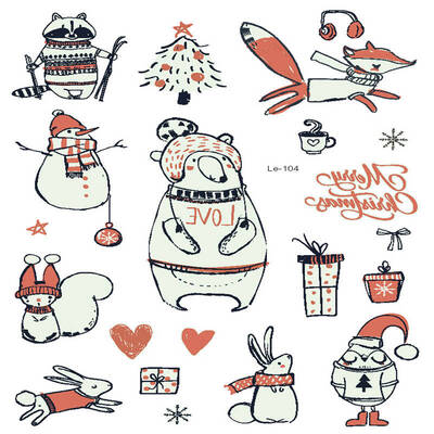 

Christmas Tatoo Flash Luminous Tattoo Glow In The Dark Glitter Fluorescent Temporary Tattoos Stickers Water Transfer Body Art