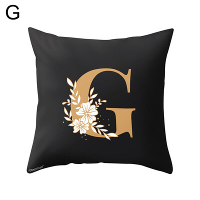 

Capital Letter Flower Print Pillow Case Waist Throw Cushion Cover Bedroom Decor