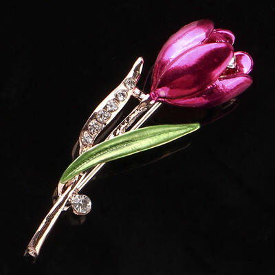 

Delicate Rhinestone Jewelry Tulip Flower Crystal Brooches 1PC Elegant New