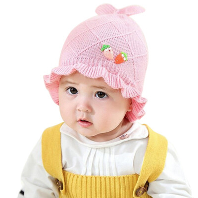 

Baby Hat Newborn Autumn Winner Cute Winter Kids Baby Hats Ear Pretection Knitted Wool Hemming Hat Drop Shipping