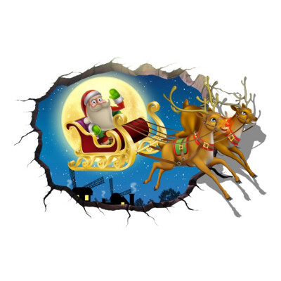 

2017 New Home Decor Christmas 3D Wall Sticker Santa Claus Coming High-definition 3D Christmas stickers Home Decorations