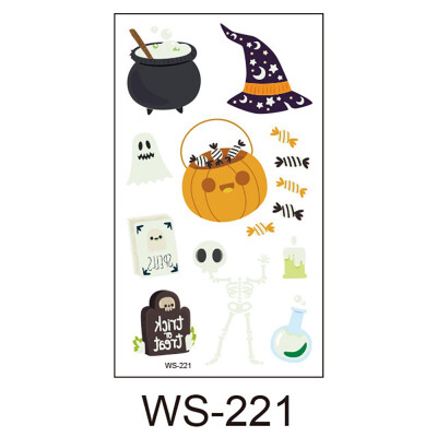 

New Style Cute Funny Halloween Cartoon Luminous Eco-friendly Tattoo Waterproof Safety Sticker