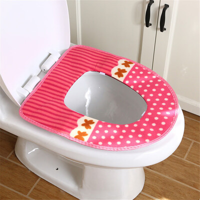 

Gobestart Dotted Toilet Pad Thick Waterproof Magic Buckle Warm Toilet Seat Pad