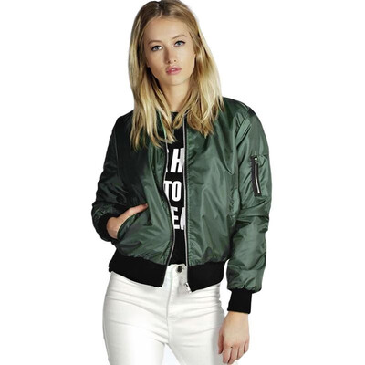 

Women Biker Bomber Jacket Slim Short Zipper Stand Collar Long Sleeve Vintage Outerwear Coat