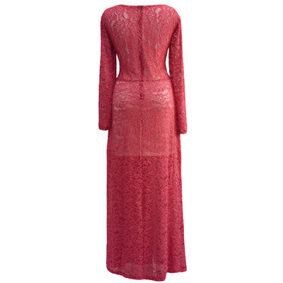 

Women Plus Size Lace Maxi Dress V-Neck Full Sleeve Lined Evening Party Solid Long Dress