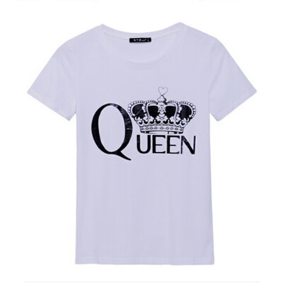 

Fashion Casual Women Queen Crown Printed T-shirt Summer Short Sleeve Fitness Rock Punk Tees Woman Tops
