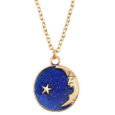 

Women Dream Planet Blue Color Star Moon Long Necklace Pendant