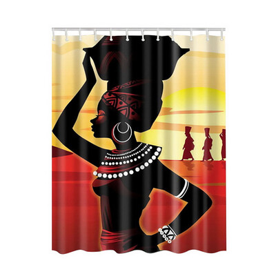 

Waterproof Bath Curtains Modern Beach Shells Custom Distinctive Cartoon African Woman Waterproof Bathroom Shower Curtain