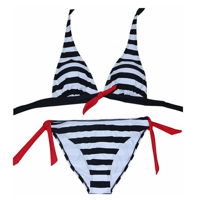 

2019 Swimwear Sexy Solid Hot Sale Padded Women Bikini Sets Striped Bandage Lady Low Waist Swimwear Bathing Suit Pro