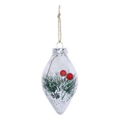 

Christmas Tree Decor Shatterproof Waterdrop Design Clear Plastic Christmas Ball Pendant For Winter Holiday Party Wedding Decor