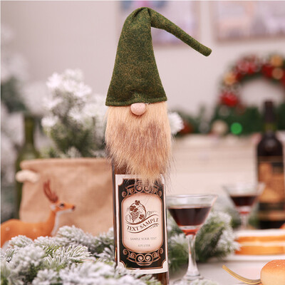 

Tailored Christmas Accessories Set Wine Bottle Cover Santa Doll Family Dinner Decor AG