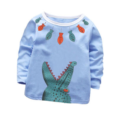 

Casual Boys Girls Autumn Spring Cartoon Cotton T-shirt Children Clothes Baby Long Sleeve Tops Tees Blouse