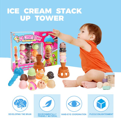 

YIWULABaby Ice Cream Stack Up Tower Nest Pretend Play Children Education Toy