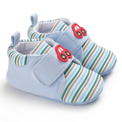 

0-18Mborn Baby Shoes For Girls Boys Cartoon Car Striped Toddler First Walk Casual Shoes Soft Soled Baby Girls Shoes Sneakers