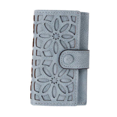 

Women Solid Color Hollow Flower Short Wallet Faux Leather Cards Cash Keys Holder