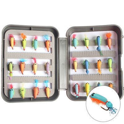 

24 PCS bionic fly hook dry fly squid salmon dry fly hooks bait fishing fishing bionic insects&feathers