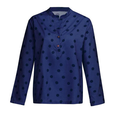 

Plus Size Women Shirt Office Ladies Fashion Dot Print Long Sleeve Stand Collar Blouse Loose Single Breasted Blouses Casual Tops