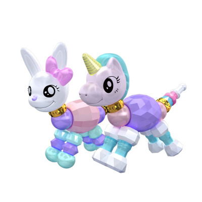 

2Pcs Twisted Animal Pets Puppy Sika Deer Collectible Bracelet Set for Kids Birthday Party Pretend Play