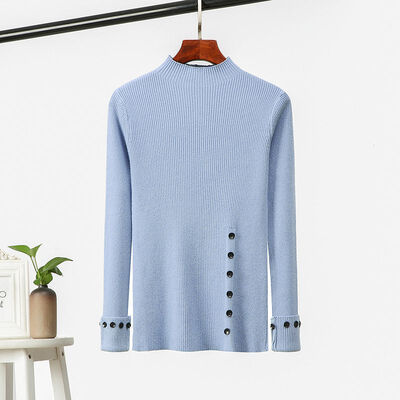 

Autumn And Winter Korean Style Sweet Sweater Women Solid Color Slim Fit Knitted Pullover Trend Button Female Jumpers