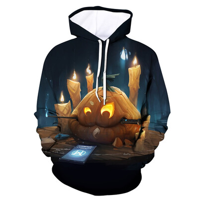 

Toponeto Mens Scary Halloween Pumpkin 3D Print hooded Party Long Sleeve Hoodie Blouse