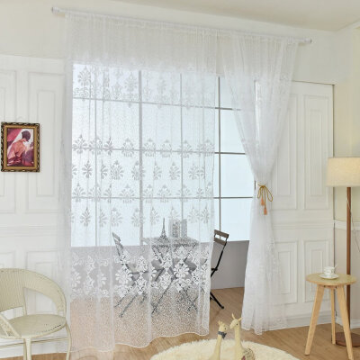 

Floral Tulle Voile Door Window Curtain Drape Panel Sheer Scarf Valances Decor