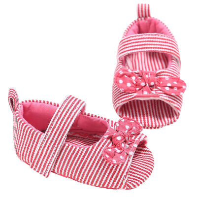 

Cute Baby Girls Princess Autumn Kids Princess Stripe Bow-knot Anti-skid First Walkers Shoes