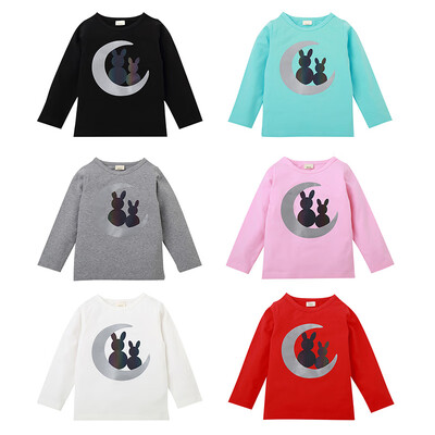 

Spring Autumn Baby Boys Girls Long Sleeve Reflective Design T-Shirts for Kids Cartoon Print Tops Tees Casual Blouses Clothes