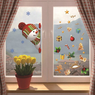 

PVC Self Adhesive Craft Murals Snowman Stickers For Door And Window Christmas Home Decoration