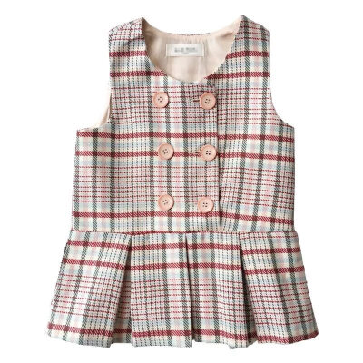 

Autumn Spring Children Plaid Dresses Baby Girl Sleeveless Preppy Style Dress for Kids Girls