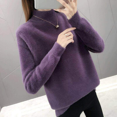 

Womens Turtleneck Sweater Pullover New Turtleneck Long-sleeved Fashion Trend Solid Color Womens Sweater