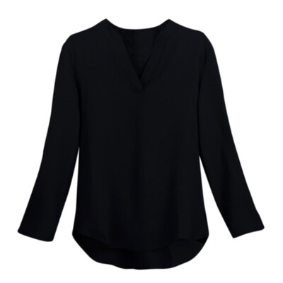 

Women Loose Solid Long Sleeve Chiffon Blouse Plus Size Casual Shirt women V collar Sexy blusas chemise femme Elegant Blouses