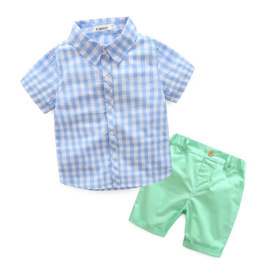 

Autumn Spring Casual Shirts Baby Clothes Kids Boys Children Short Sleeve Shirt Turndown Collar Kids Plaid Shirts