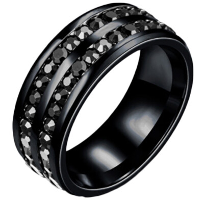 

Couple Ring Black Stainless Steel Black Wedding Ring Band Set For Men Women