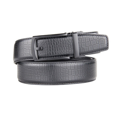 

BPSTAR Mens Automatic Buckle Genuine Leather Mens Ratchet Holeless Belt Business High Quality Mens Real Belt for Pants