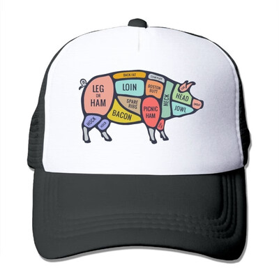 

Unisex Trucker Hat Pig Cut Meat Set Mens Adjustable Mesh Cap Fashion Baseball Caps