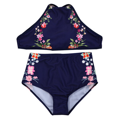 

2019 New Sexy Bikinis Women Swimsuit Print High Waisted Bathing Suits Swim Halter Bandage Push Up Bikini Set Swimwear Pro