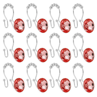 

12pcs 30mm Shower Curtain Ring Rustproof Shower Curtain Double Hooks Glide Metal Rings for Bathroom Shower Rods Curtains