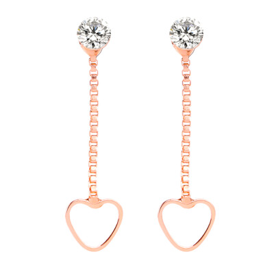 

Fashion Women Diamond Box Chain Pierced Peach Heart Earrings Jewelry