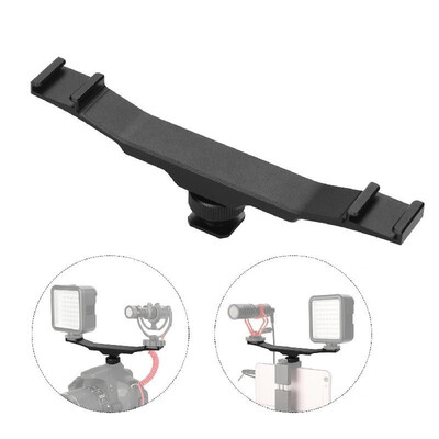 

Double Cold Shoe Mount Extension Bar Dual Bracket for DV DSLR Camera Smartphone Mic LED Light