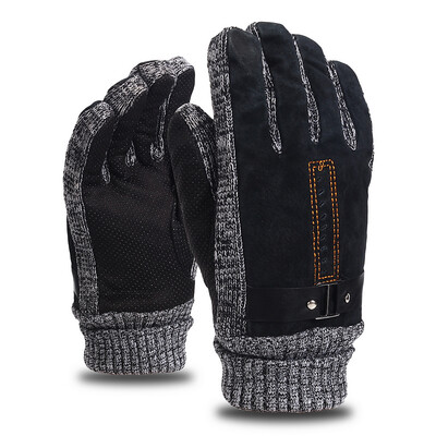 

Xingyuqia gloves mens winter leather gloves warm&windproof cold non-slip outdoor riding thickening plus velvet leather cotton