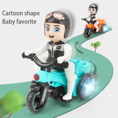 

Plastic Toy Car Children Electric Universal Tricycle Motorcycle Light Music Stunt Cars Toy Car with Light Music Color Random