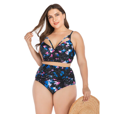 

Women Tankini Printed Strappy High Waist Swimwear Bikini Top Bottom Lady Plus Size Swimsuit Beach Swimming Suit