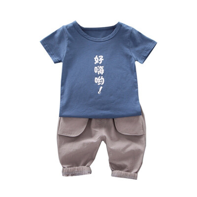 

Summer Letter T-shirt For Boy Girls Clothes Set Outfits Suit Short Sleeve T-shirtDenim Shorts Kids Clothes