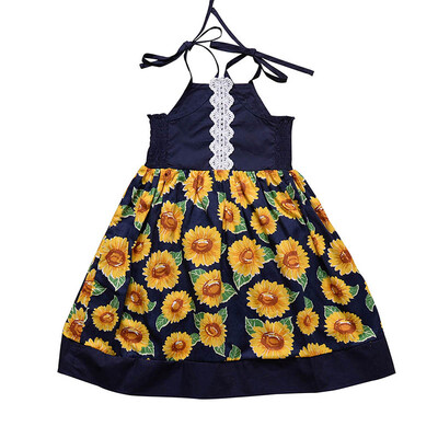 

Beach Dress Summer Casual Flower Princess Kids Dress Floral Cotton Children Girls Dress European&American Style Dress