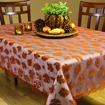 

Tailored Lace Maple Leaf Table Runner Spice Thanksgiving Harvest Dinner Decor 152x213cm
