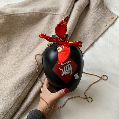 

Tailored Fashion Women Wine Bottle Scarf Chains Bag Fashion One-Shoulder Small Zipper Bag