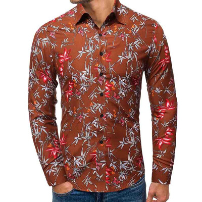 

Tailored Mens Casual 3D Printing Colorful Slim Long Sleeve Dress Shirt Blouse Tops